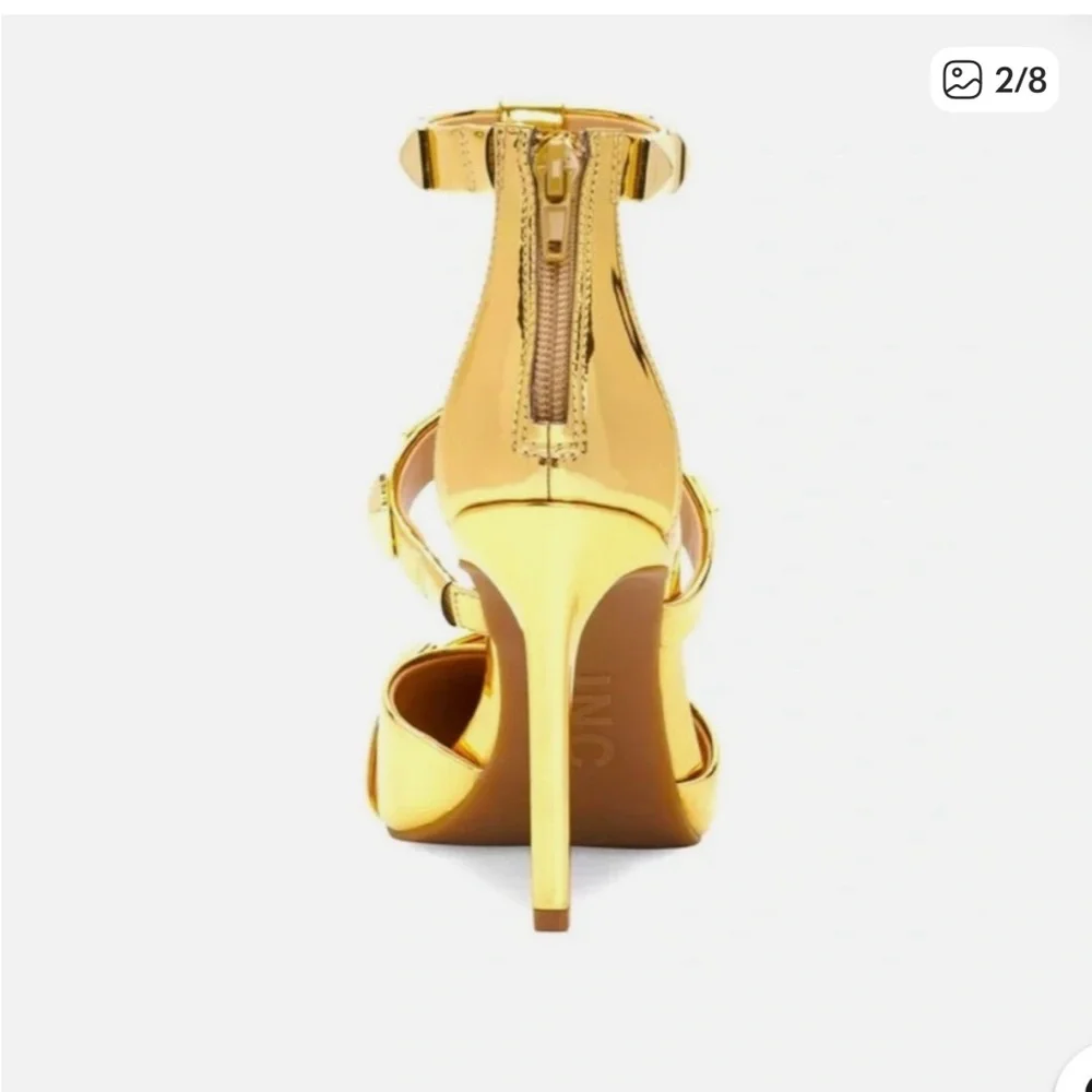 INC International Concepts Metallic Gold Studded Heels - Picture 2 of 5